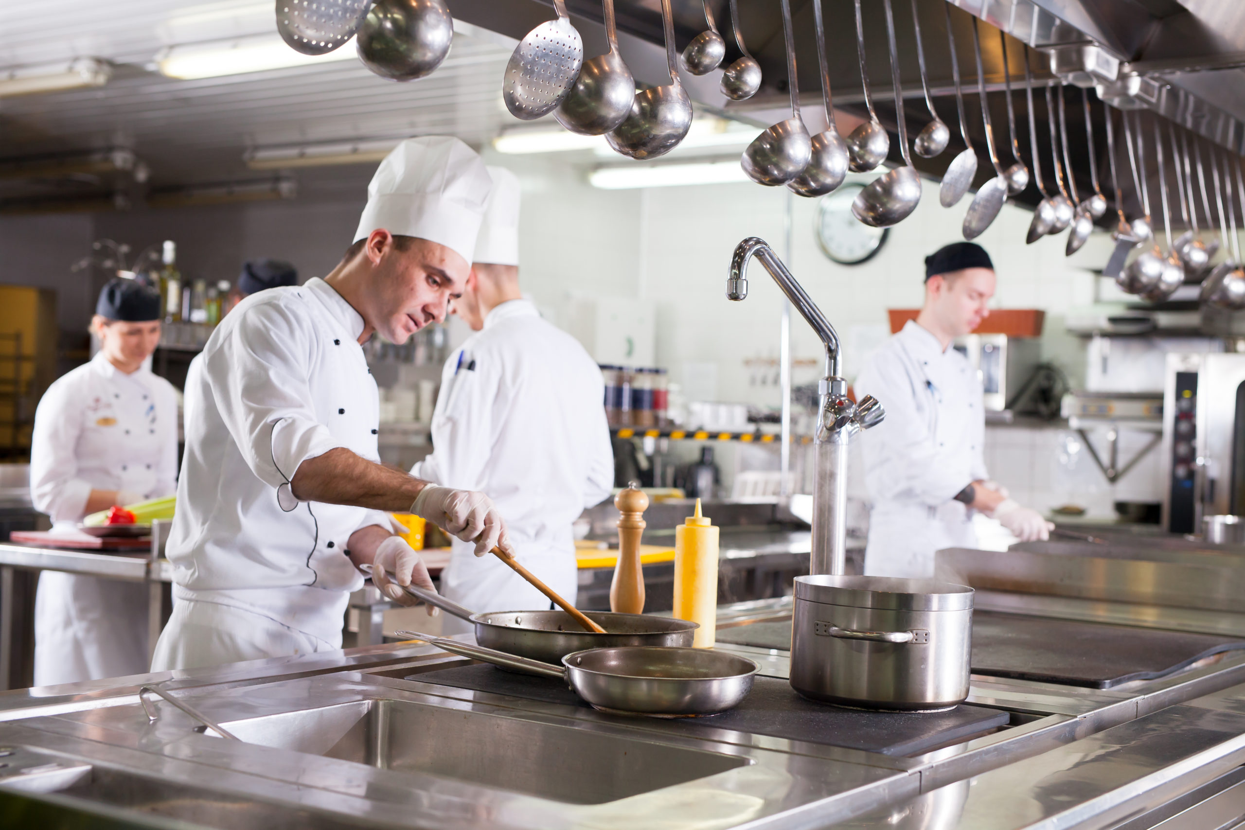 the work of the cook in the kitchen of the restaurant.